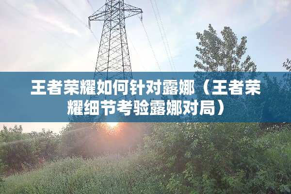 王者荣耀如何针对露娜（王者荣耀细节考验露娜对局）