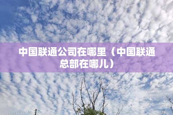 中国联通公司在哪里（中国联通总部在哪儿）