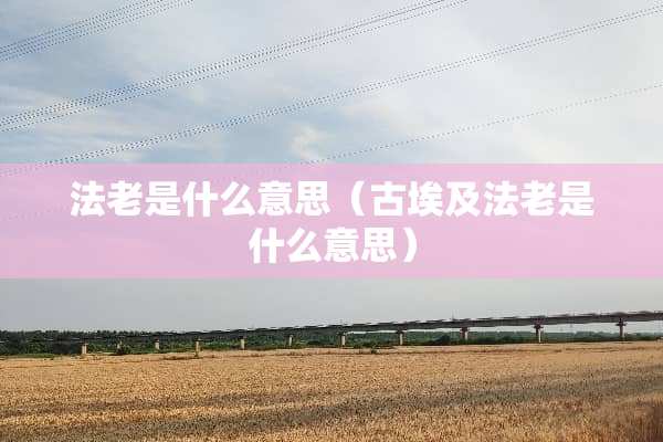 法老是什么意思（古埃及法老是什么意思）