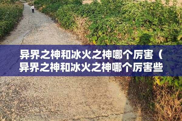 异界之神和**之神哪个厉害（异界之神和**之神哪个厉害些）