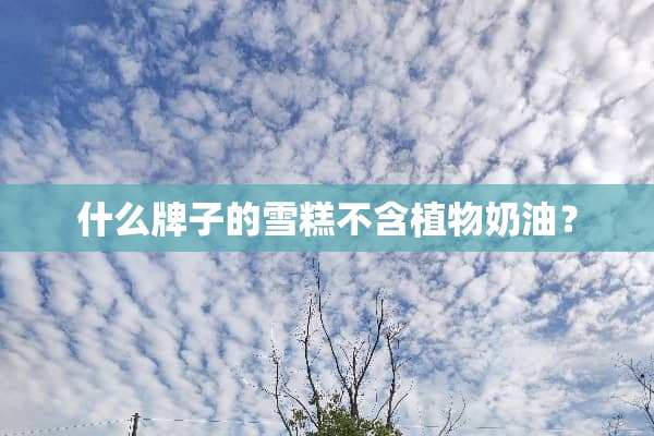 什么牌子的雪糕不含植物奶油？