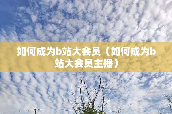 如何成为b站大会员（如何成为b站大会员主播）