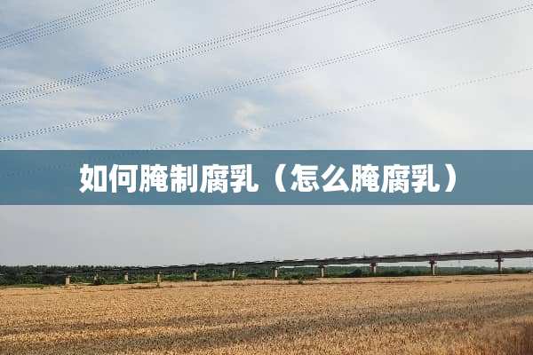 如何腌制腐*（怎么腌腐*）