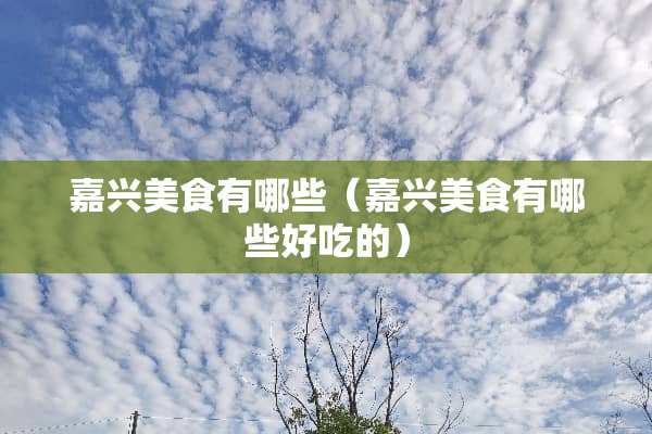 嘉兴美食有哪些（嘉兴美食有哪些好吃的）