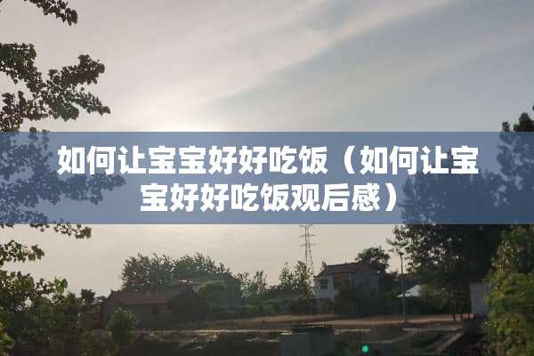 如何让宝宝好好吃饭（如何让宝宝好好吃饭观后感）