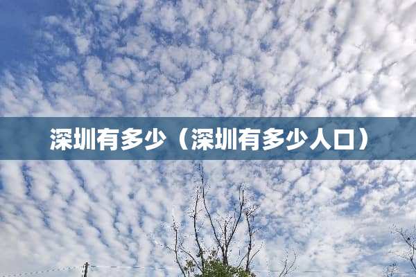 深圳有多少（深圳有多少人口）