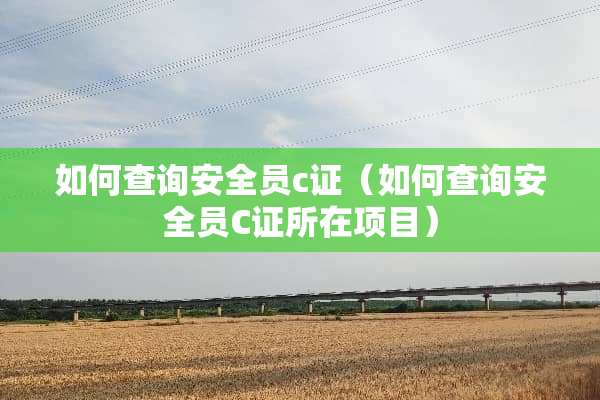如何查询安全员c证（如何查询安全员C证所在项目）