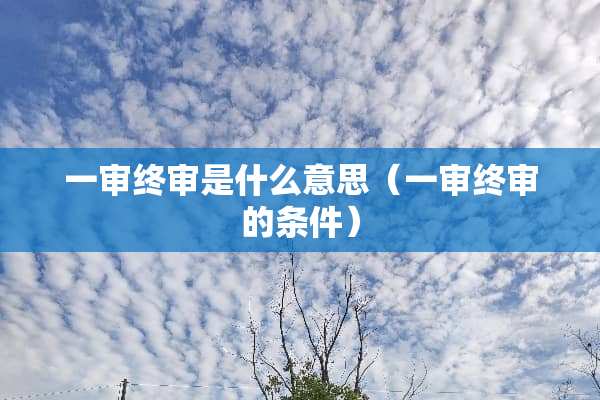 一审终审是什么意思（一审终审的条件）