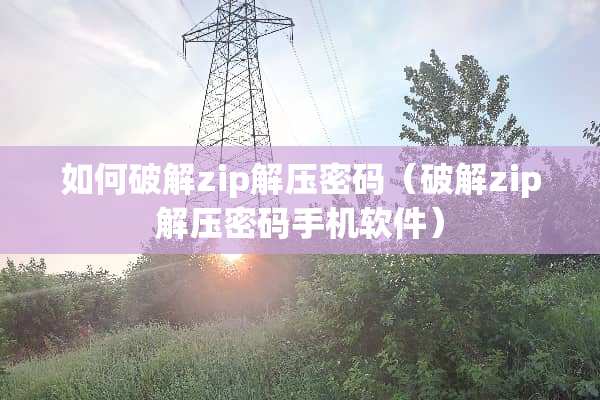 如何**zip解压密码（**zip解压密码手机软件）