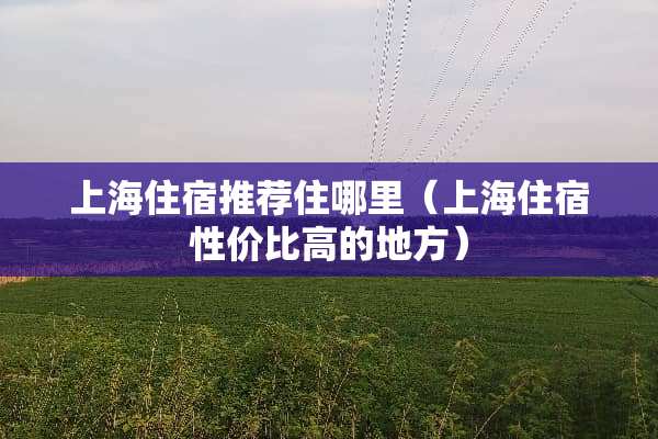上海住宿推荐住哪里（上海住宿性价比高的地方）
