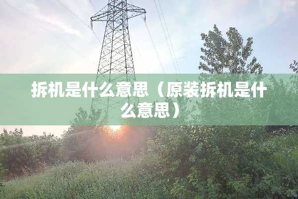 拆机是什么意思（原装拆机是什么意思）