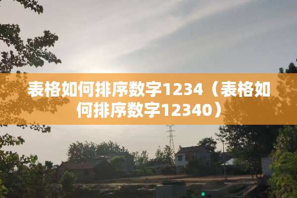 表格如何排序数字1234（表格如何排序数字12340）