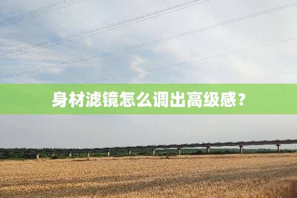 身材滤镜怎么调出高级感？
