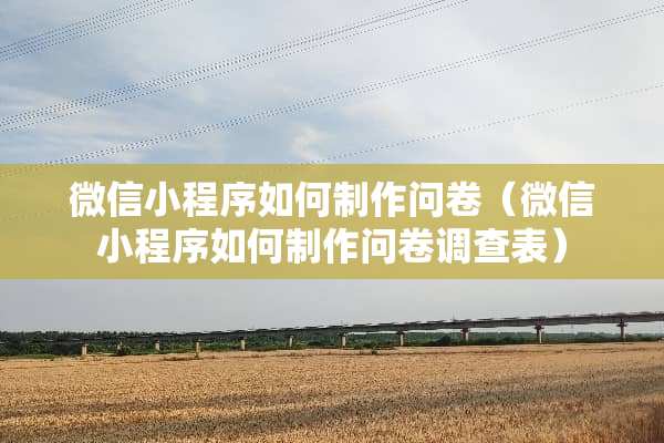 微信小程序如何制作问卷（微信小程序如何制作问卷调查表）