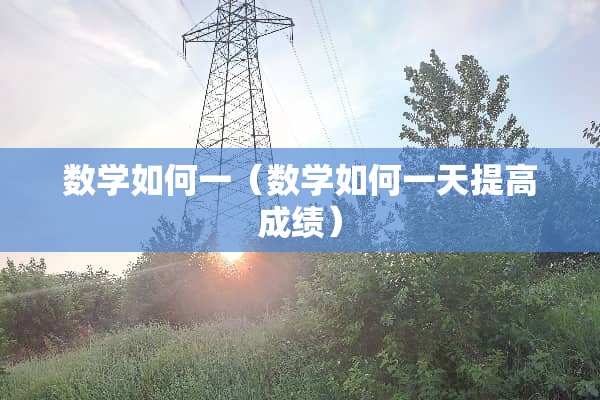 数学如何一（数学如何一天提高成绩）