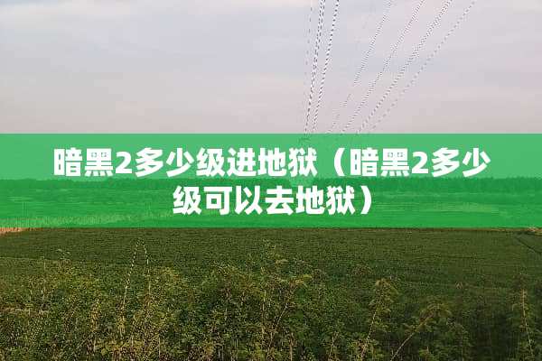 暗黑2多少级进地狱（暗黑2多少级可以去地狱）