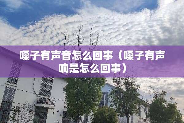 嗓子有声音怎么回事（嗓子有声响是怎么回事）