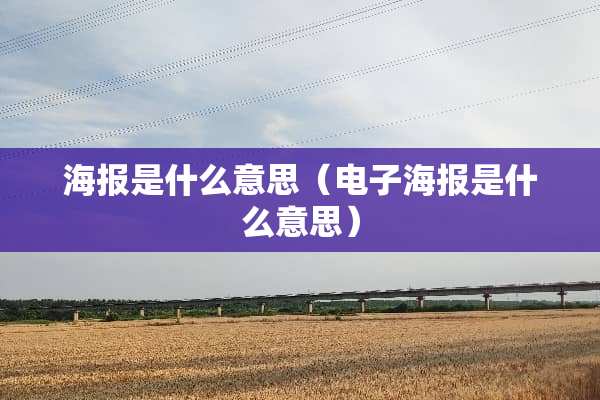 海报是什么意思（电子海报是什么意思）