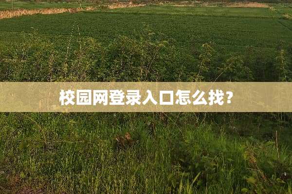 校园网登录入口怎么找？