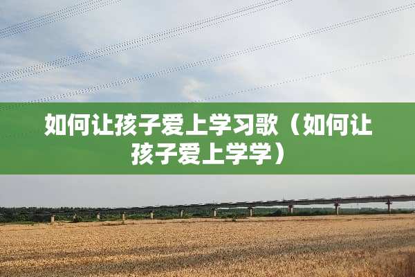如何让孩子爱上学习歌（如何让孩子爱上学学）