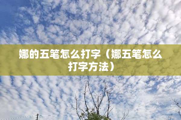 娜的五笔怎么打字（娜五笔怎么打字方法）