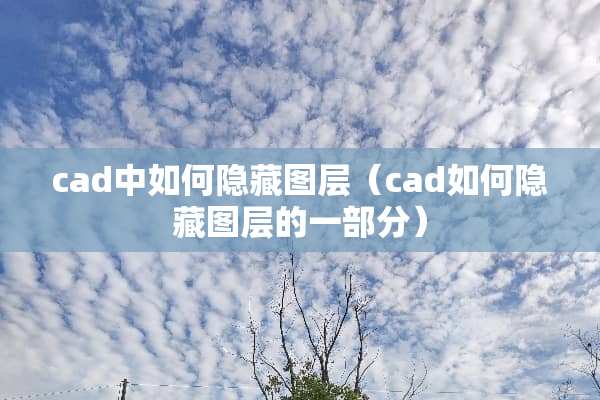 cad中如何隐藏图层（cad如何隐藏图层的一部分）