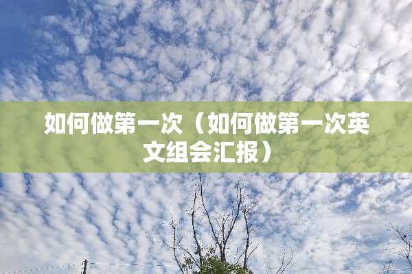如何做第一次（如何做第一次英文组会汇报）