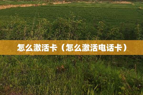 怎么激活卡（怎么激活电话卡）