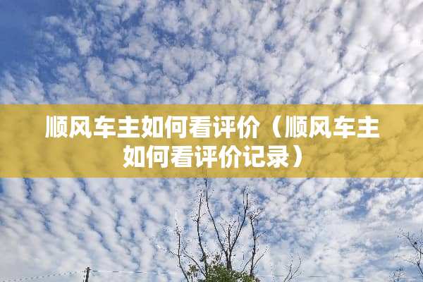 顺风车主如何看评价（顺风车主如何看评价记录）