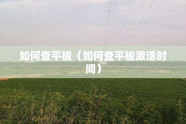 如何查平板（如何查平板激活时间）