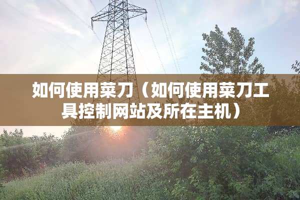 如何使用菜刀（如何使用菜刀工具控制网站及所在主机）