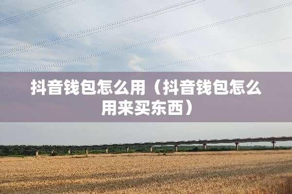 抖音钱包怎么用（抖音钱包怎么用来买东西）