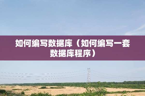 如何编写数据库（如何编写一套数据库程序）