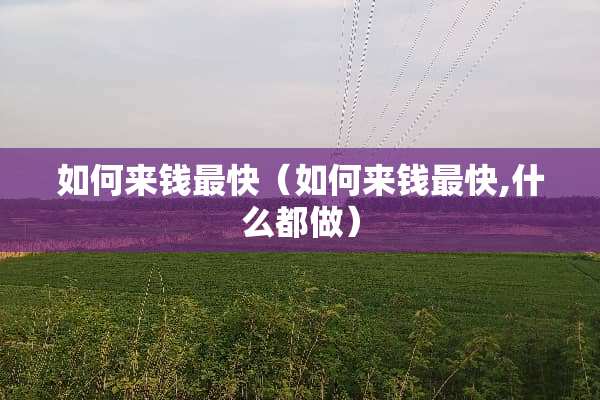 如何来钱最快（如何来钱最快,什么都做）