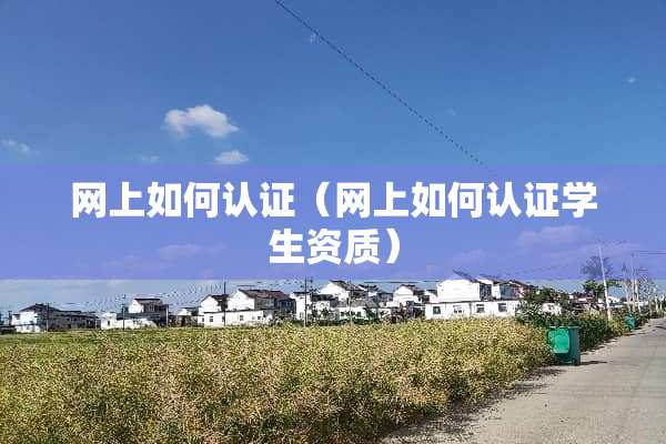 网上如何认证（网上如何认证学生资质）