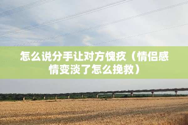 怎么说分手让对方愧疚（情侣感情变淡了怎么挽救）