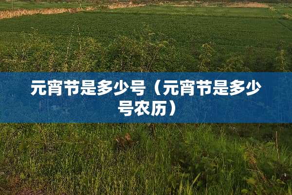 元宵节是多少号（元宵节是多少号农历）