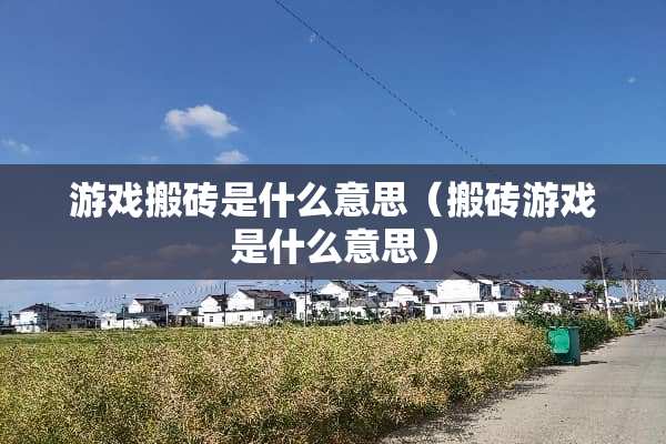 游戏搬砖是什么意思（搬砖游戏是什么意思）