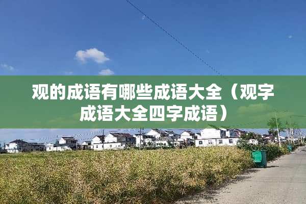 观的成语有哪些成语大全（观字成语大全四字成语）