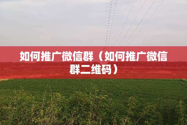 如何推广微信群（如何推广微信群二维码）