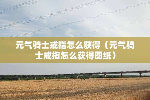 元气骑士戒指怎么获得（元气骑士戒指怎么获得图纸）
