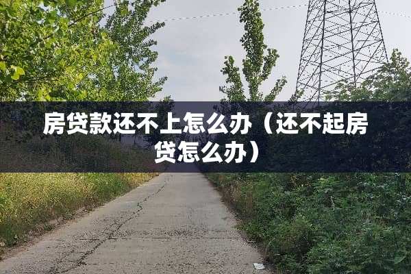 房贷款还不上怎么办（还不起房贷怎么办）