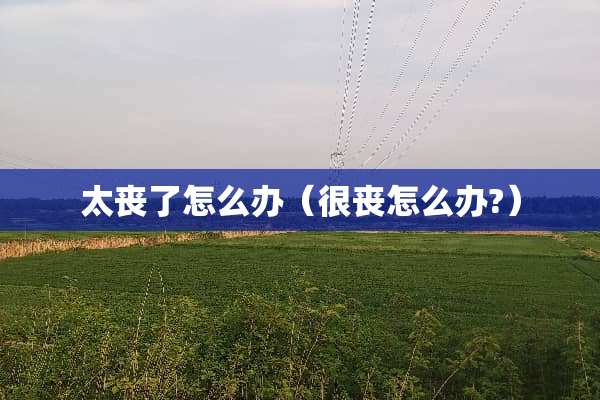 太丧了怎么办（很丧怎么办?）