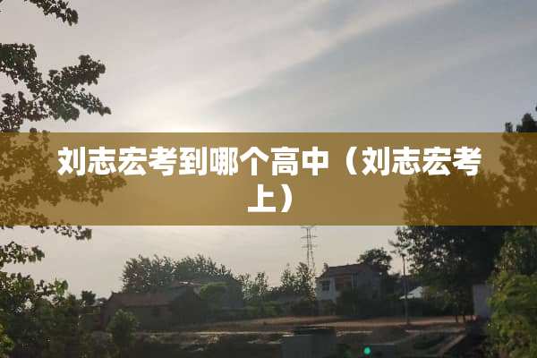 刘志宏考到哪个高中（刘志宏考上）