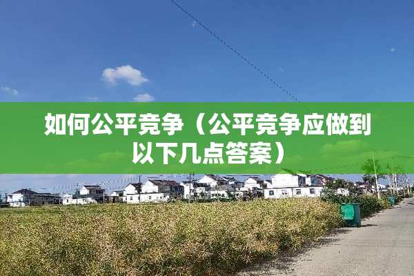 如何公平竞争（公平竞争应做到以下几点答案）