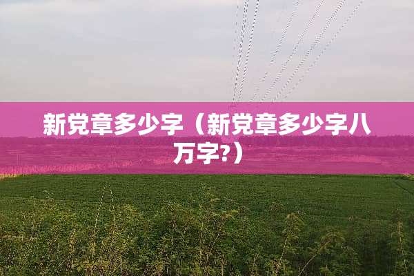 新*章多少字（新*章多少字八万字?）