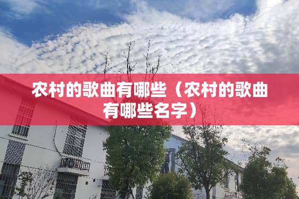 农村的歌曲有哪些（农村的歌曲有哪些名字）