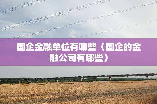 国企金融单位有哪些（国企的金融公司有哪些）