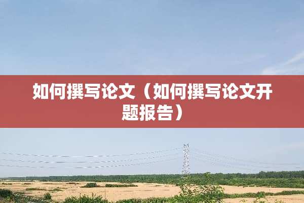 如何撰写论文（如何撰写论文开题报告）