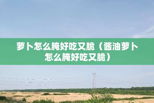 萝卜怎么腌好吃又脆（酱油萝卜怎么腌好吃又脆）